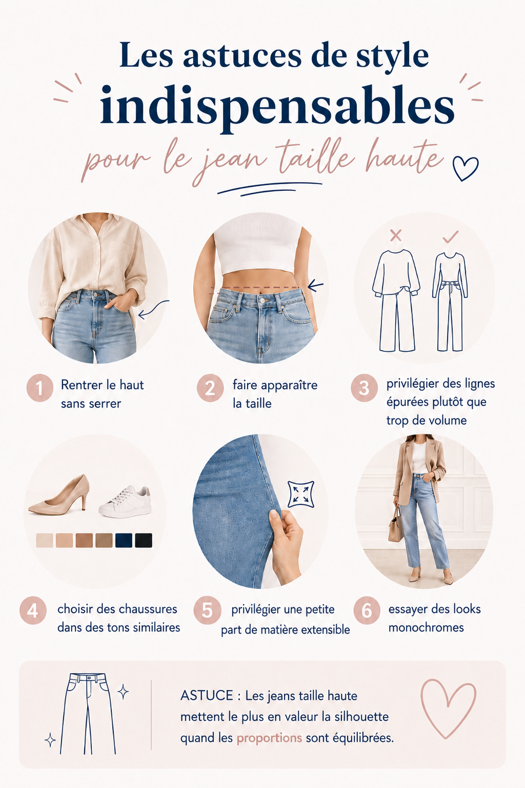 Astuces de style indispensables pour le jean taille haute