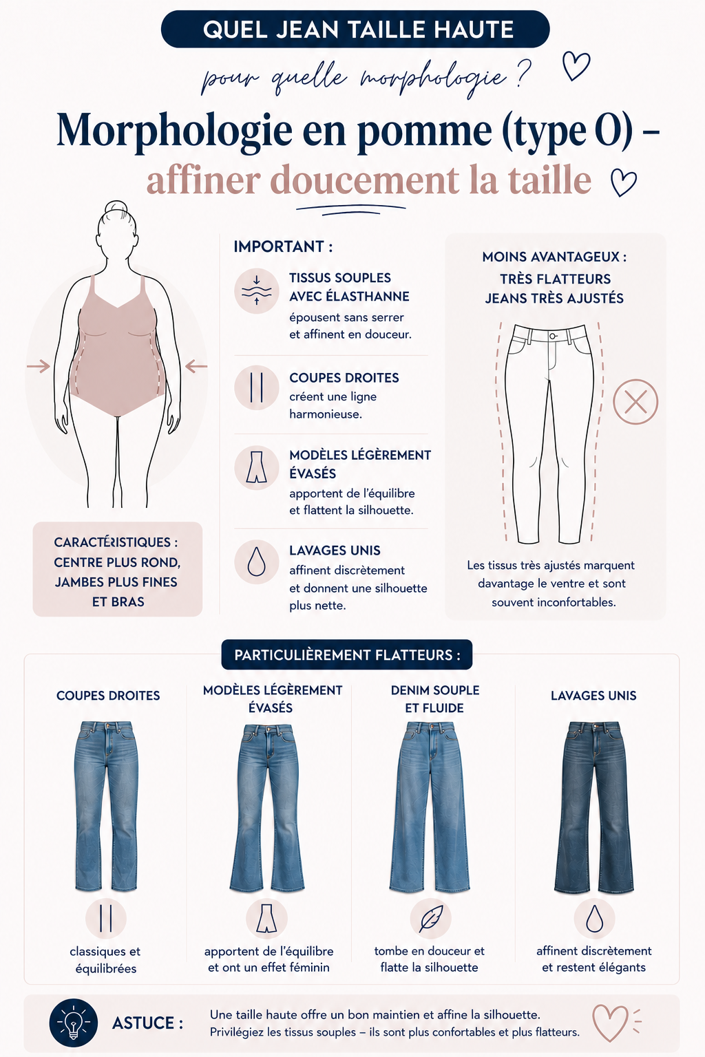 Quel jean taille haute pour la morphologie en pomme (O)