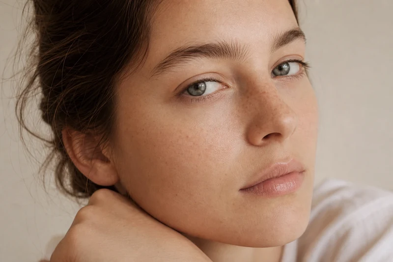 Gros plan d'un teint velouté flouté tendance maquillage été 2026 sans autre maquillage