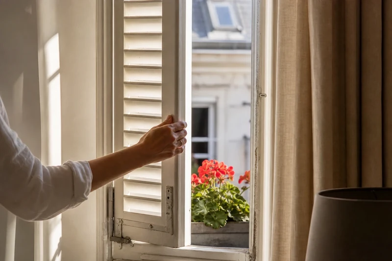 Fermeture des volets dès le milieu de matinée pour bloquer la chaleur solaire