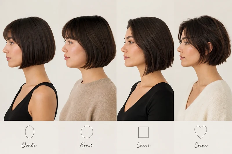 Quatre variantes du Japanese Bob adaptées à quatre formes de visage différentes
