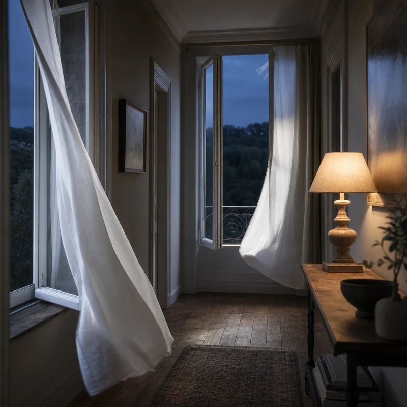 Ventilation traversante nocturne entre deux fenêtres opposées