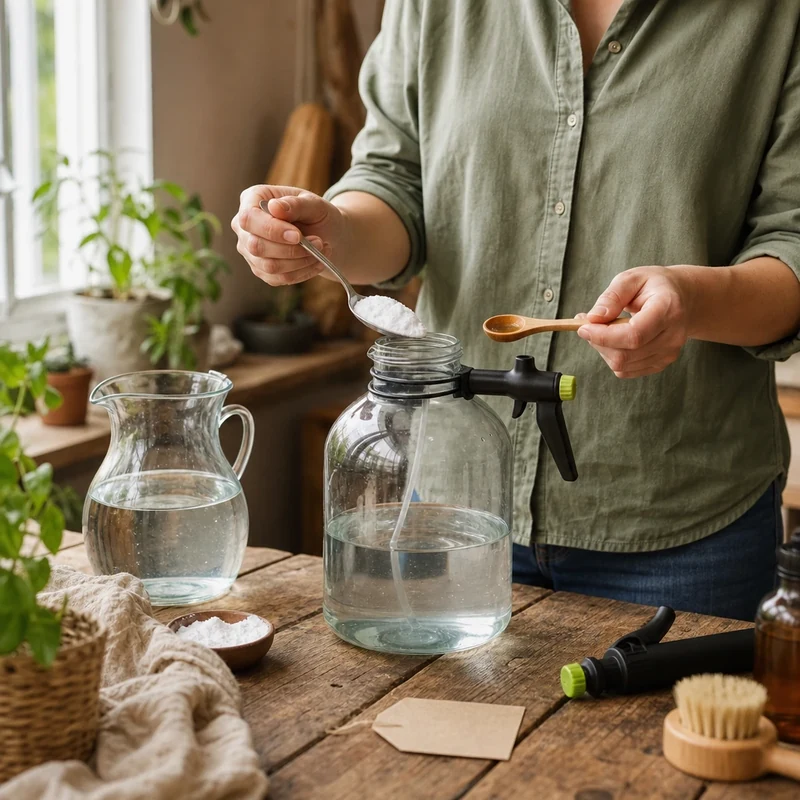 Préparation d'un traitement bicarbonate et savon noir contre le mildiou