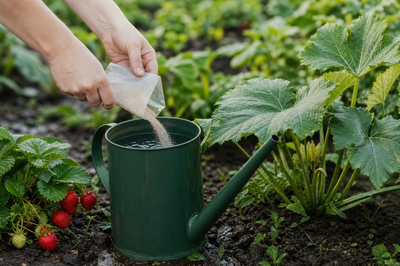 Préparation d'une solution de nématodes anti-limaces dans un arrosoir vert