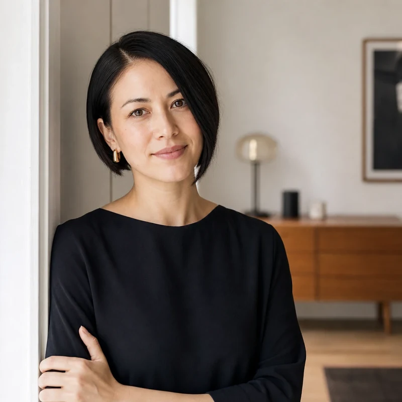 Version asymétrique du Japanese Bob, idéale pour adoucir un visage rond