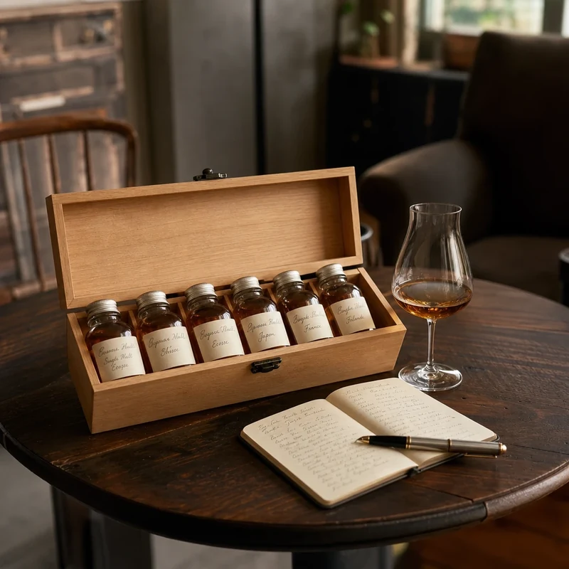 Coffret whisky dégustation 6 fioles cadeau fête des pères papa œnophile