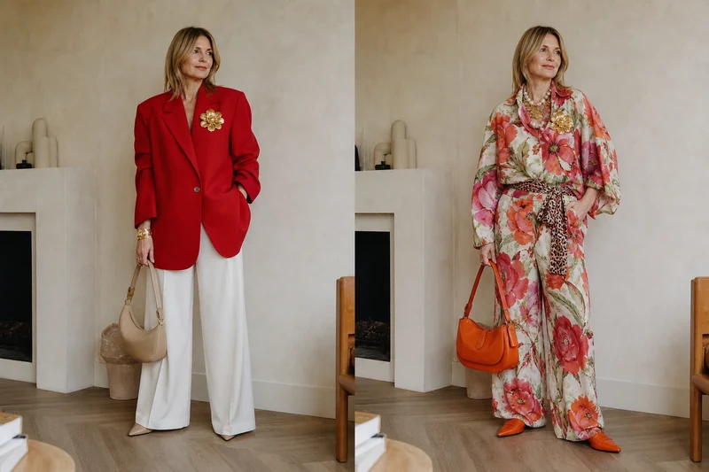Comparaison entre un look maximaliste équilibré et un look trop chargé