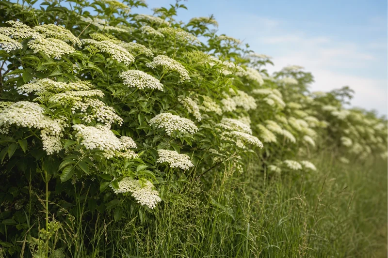 Sureau noir en fleur début juin, repère phénologique au jardin
