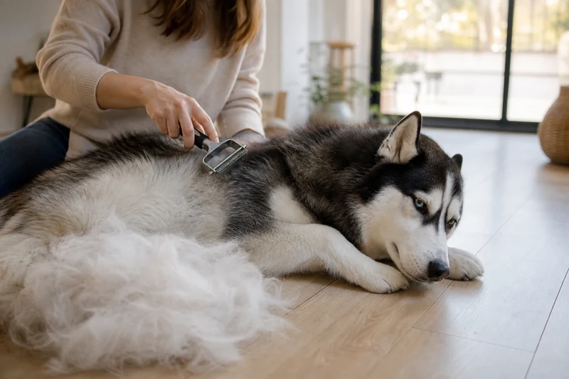 Brosser un husky en pleine mue : la bonne alternative à la tonte en été