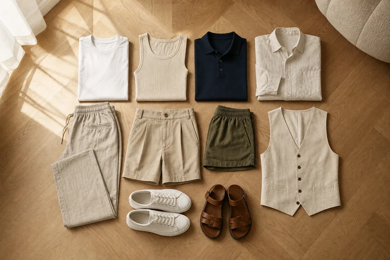 Mise à plat des 10 pièces essentielles d'une capsule wardrobe masculine pour l'été