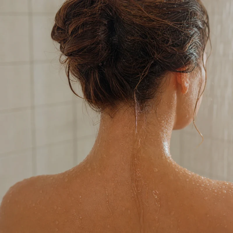 Jet d'eau frais ciblé sur la nuque en fin de douche pour favoriser l'endormissement