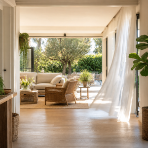 Maison d'été accueillante, de l'entrée au jardin