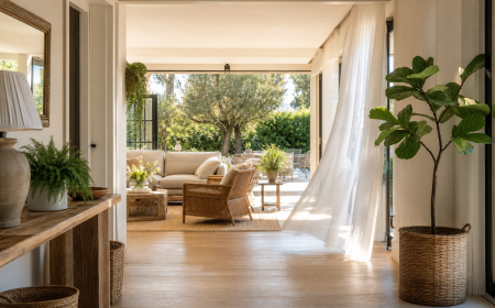 Maison d'été accueillante, de l'entrée au jardin