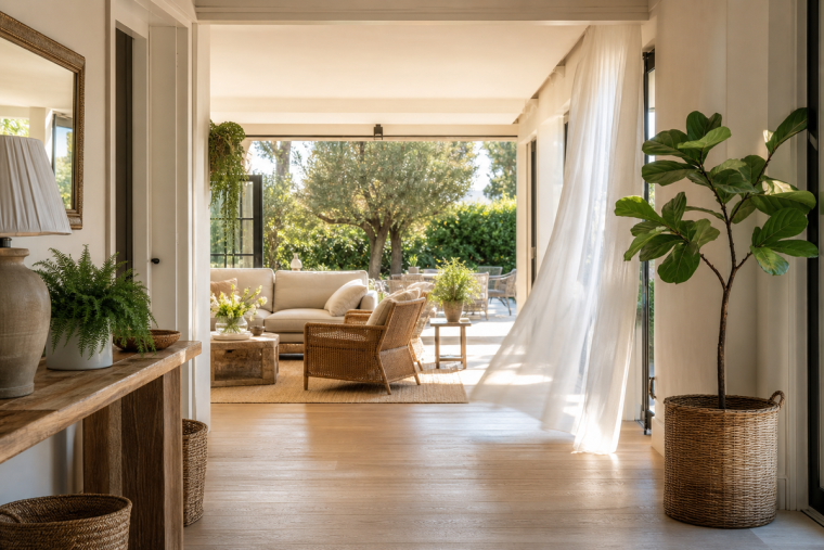 Maison d'été accueillante, de l'entrée au jardin
