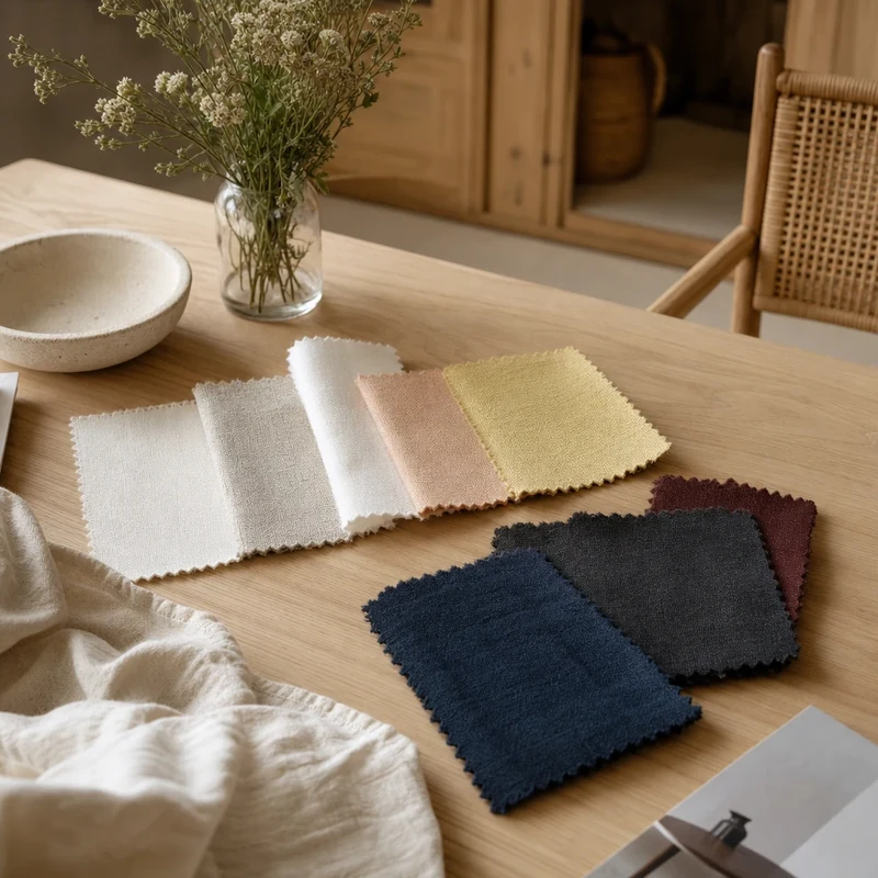 Nuancier de couleurs claires recommandées pour textiles et murs en été