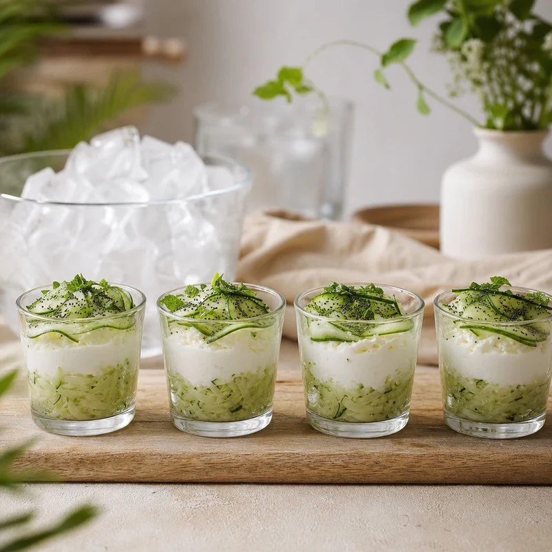 Verrines fraîches concombre-yaourt-menthe pour apéritif d'été