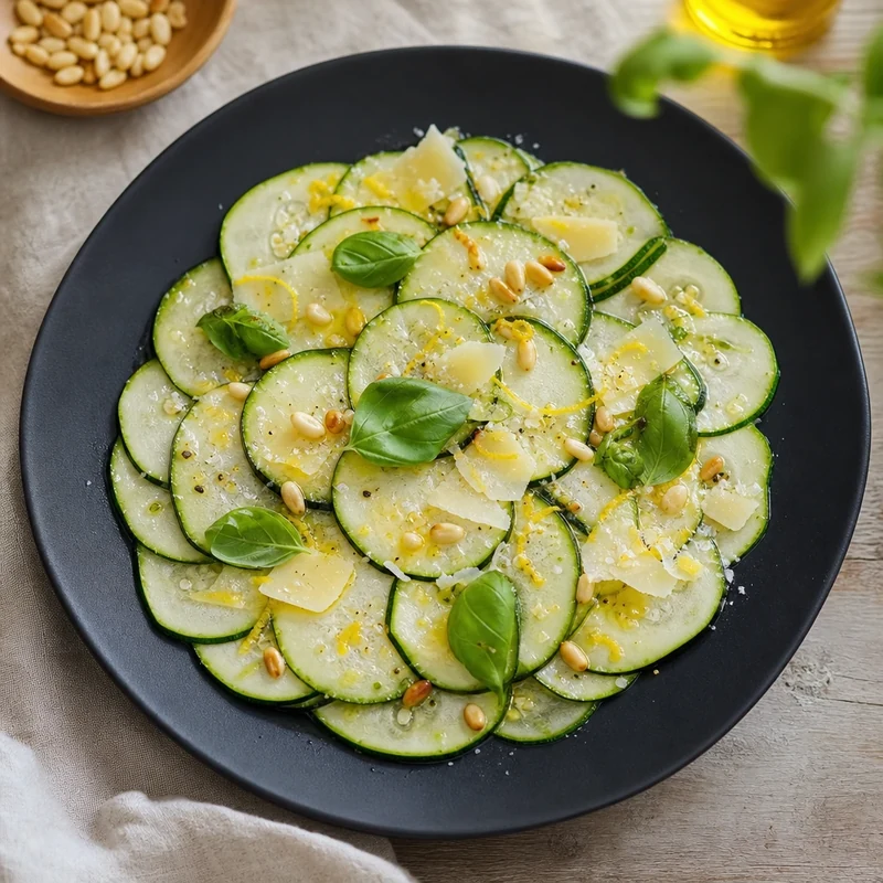 Carpaccio de courgette crue rafraîchissant en accompagnement