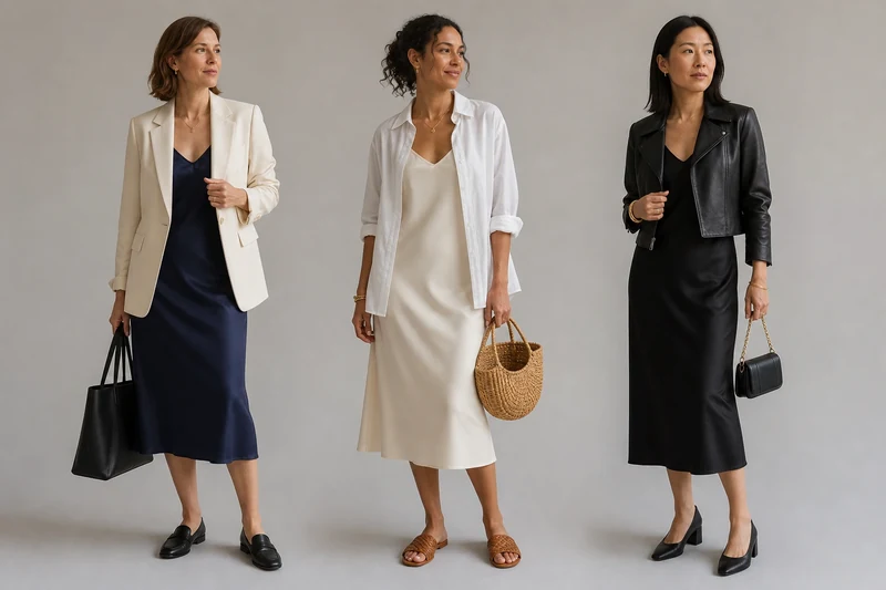 Trois tenues avec robe nuisette pour bureau, terrasse et soirée d'été 2026