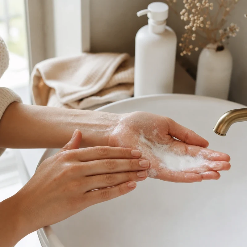 Nettoyage doux du visage avec un lait sans sulfates le matin