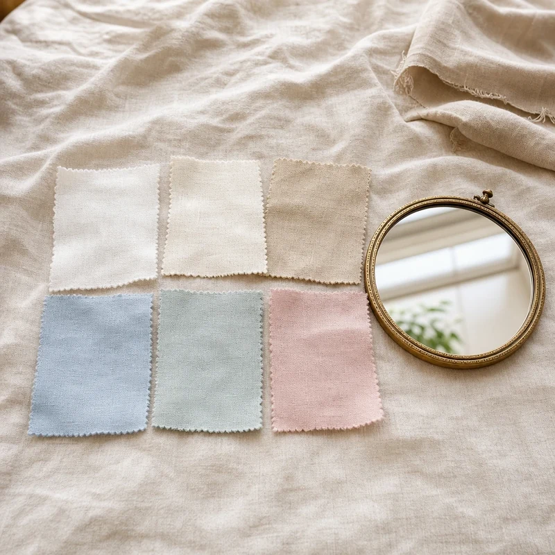 Palette de six couleurs claires recommandées pour la garde-robe d'été après 50 ans