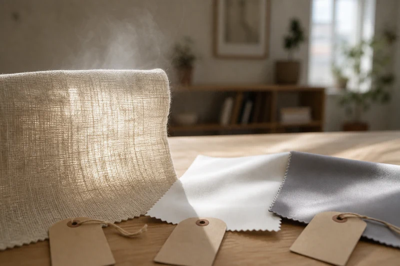 Comparaison macro de fibres textiles lin coton polyester