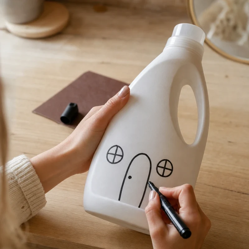 Dessiner la porte et les fenêtres au marqueur sur le flacon