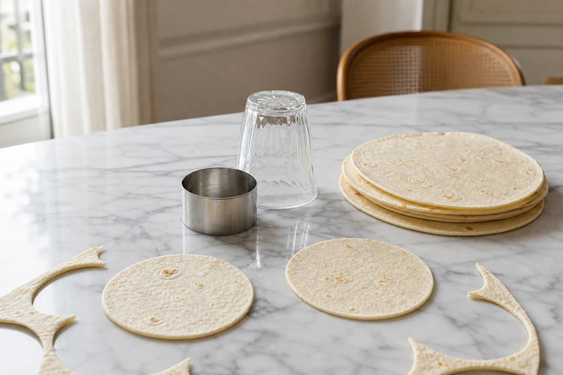 Découper des cercles de 7 à 8 cm dans des tortillas de blé souples