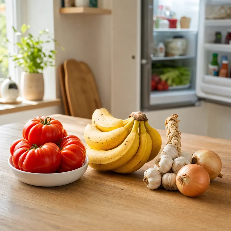 Tomates, bananes, ail et oignons à conserver hors du frigo même quand il fait chaud