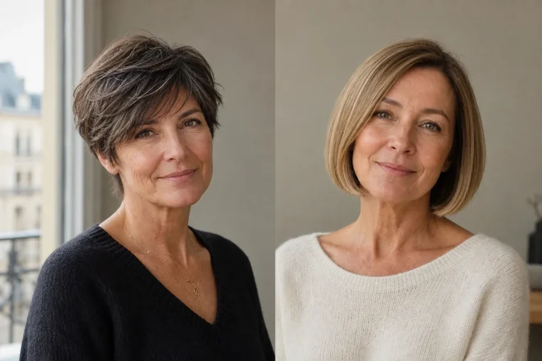 Comparaison Soft Pixie et carré court sur deux femmes de 50 ans
