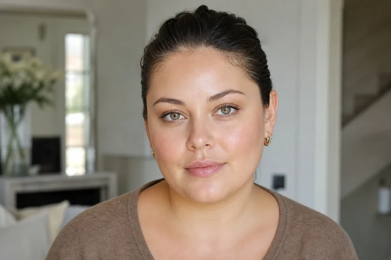 Visage rond de référence : joues pleines, menton court, longueur et largeur du visage égales